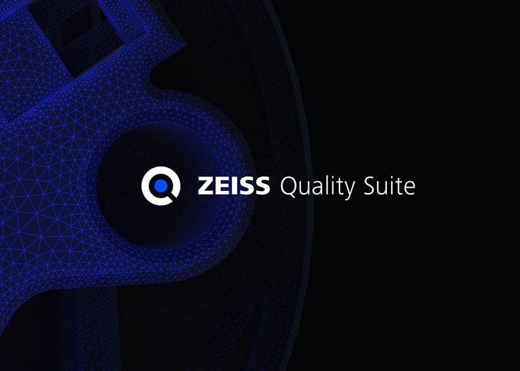 Een raster op een abstracte component met het ZEISS Quality Suite-logo